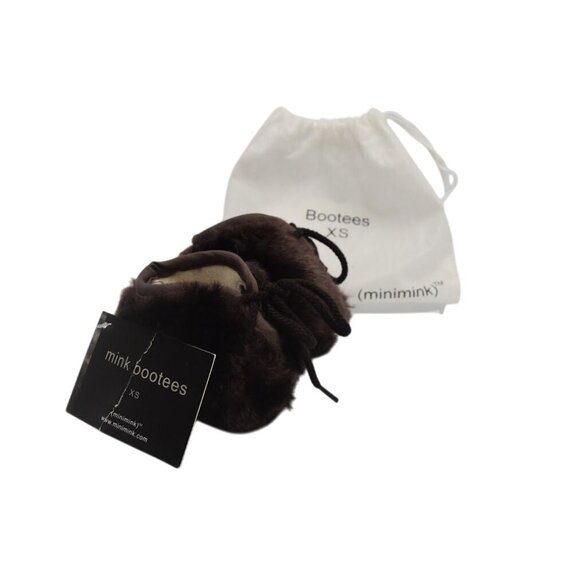 Minimink Faux Fur Baby Booties Chocolate Brown 3 months - Picture 3 of 4